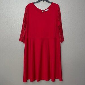 Jessica London Woman’s fit and flare lace sleeves red size 20